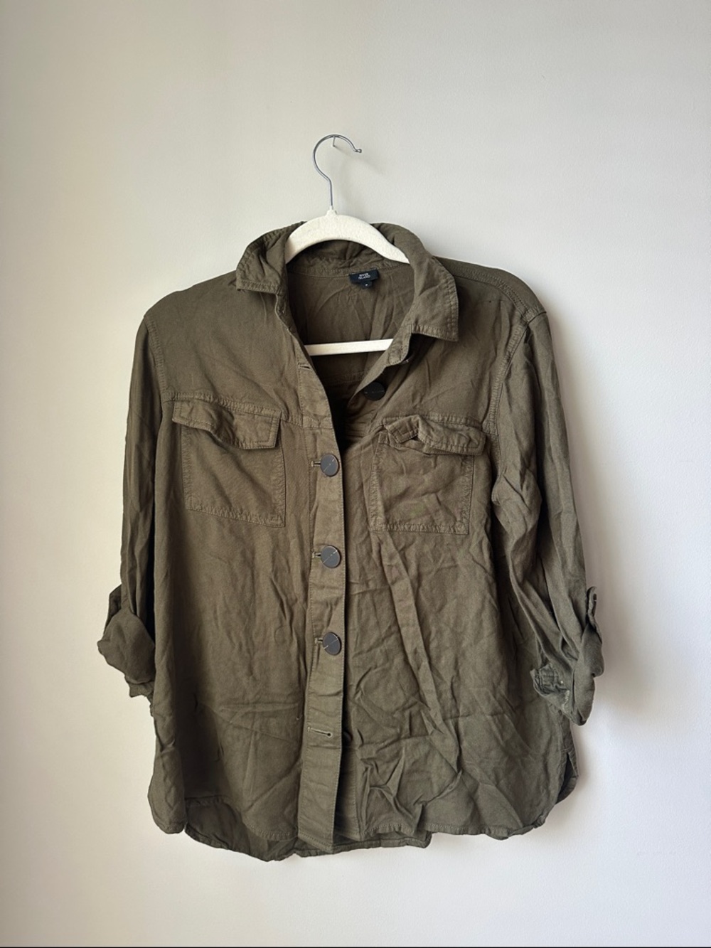 Olive Utility Button-Front Jacket